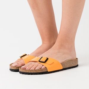 New! Birkenstock Madrid Patent Marigold / bright orange